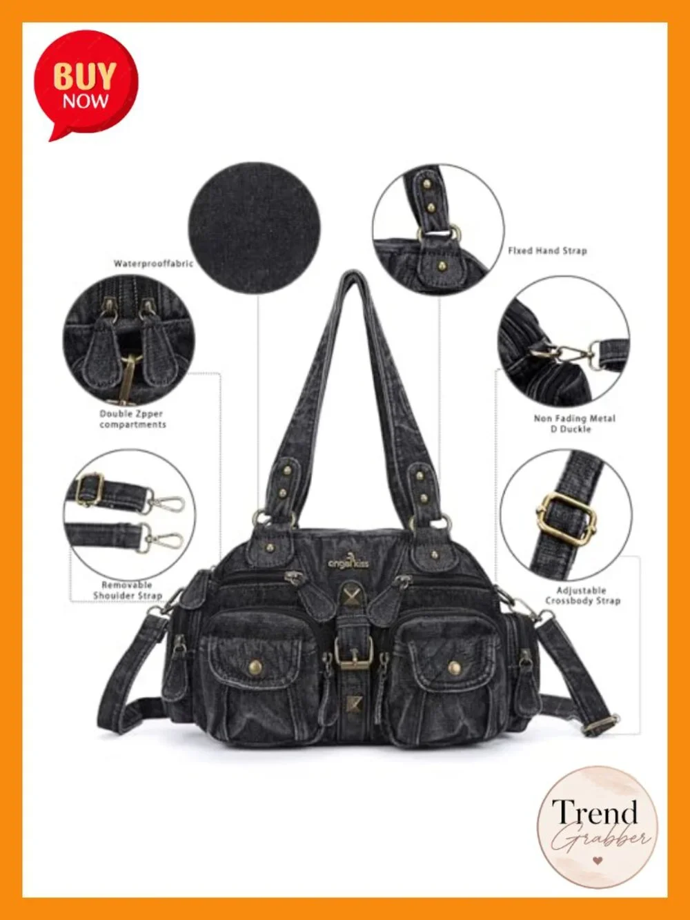 Hobo Crossbody Purse for Women Shoulder Bag Multipocket Soft Hobo Purses